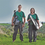 Chris McFadzean and colleague Lisa Irving with the Trimble UX5 UAS.