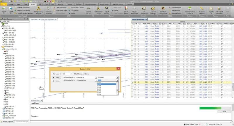 TBC Graphical and spreadsheet views of post-processed GNSS vectors. Users can compare measurements to reveal errors or outliers.