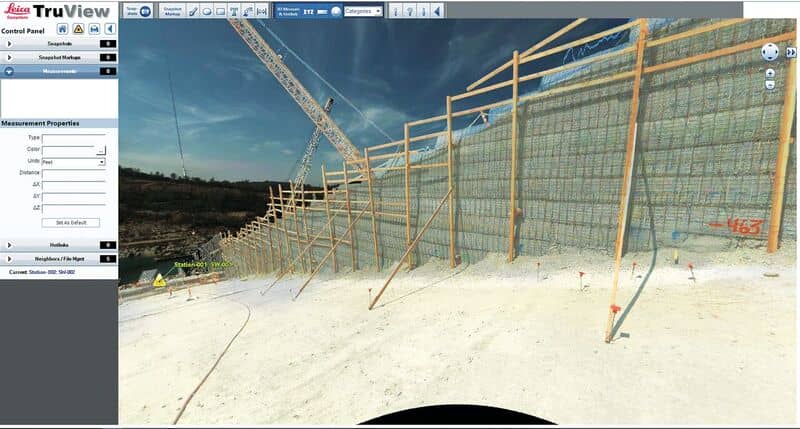 360º digital panoramic images with geometry are provided daily to staff monitoring the repair status of a major dam in Northern California. Credit: R.E.Y. Engineers, Inc.