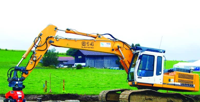 A Liebherr excavator equipped with MOBA assisted guidance.