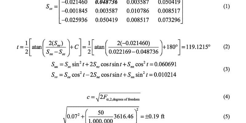 Equations 1-5, Charles Ghiliani, Error Ellipses, xyHt July 2017