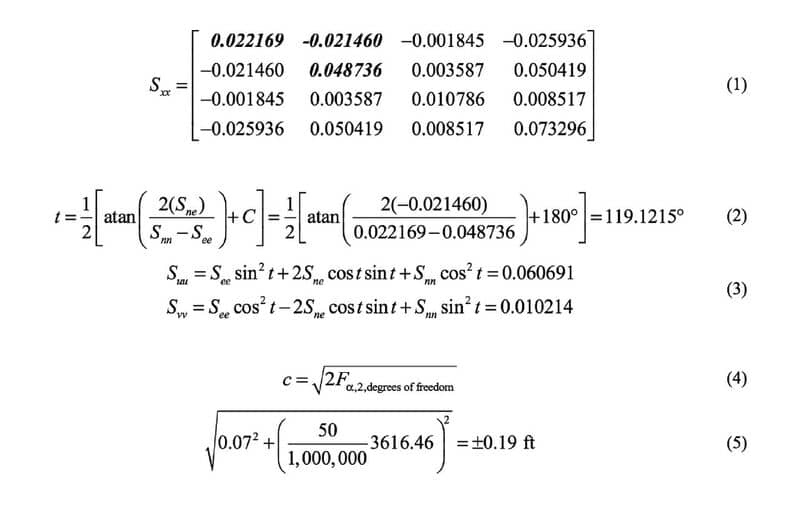 Equations 1-5, Charles Ghiliani, Error Ellipses, xyHt July 2017