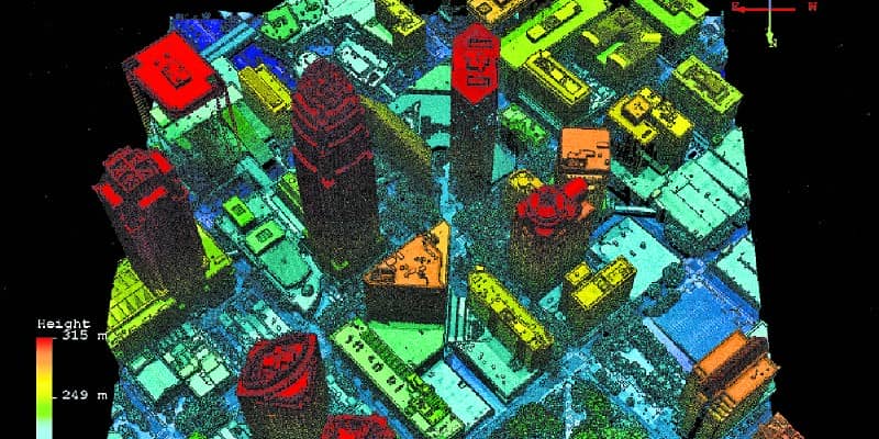 A Geiger lidar image of downtown Charlotte, North Carolina