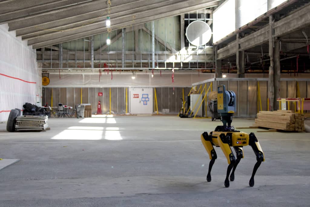 Boston Dynamics’ robot dog Spot waits to be called into use in a reconstruction project at Denver International Airport.