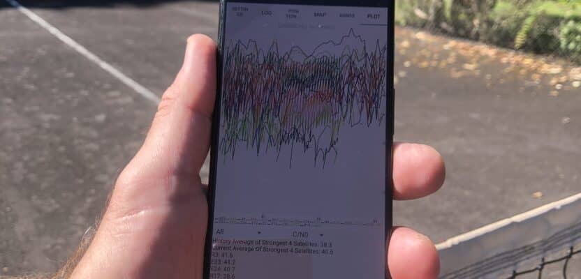 A Google app for Android phones collects raw GNSS data. Photo courtesy of Maren Euwer.