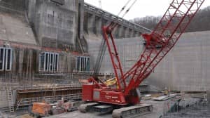 A construction platform built below the flood gates gave the ASI team a great vantage point. 