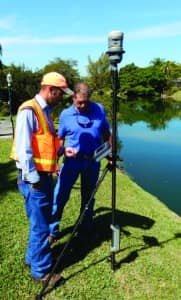 Lucas Young and Rick Barnes review an image captured by the Trimble V10. The system provided significant reduction in field time.