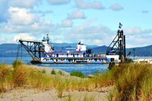 The dredge Oregon operates around the clock, six days a week, typically from June through January. 