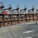 Forty-five feet below its final resting place, the top of the steel roof of Deep Space will be covered by layers of concrete and earth.