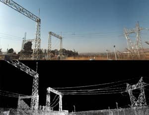 Digital imagery and point cloud data of a substation in Trimble Trident Imaging Hub.