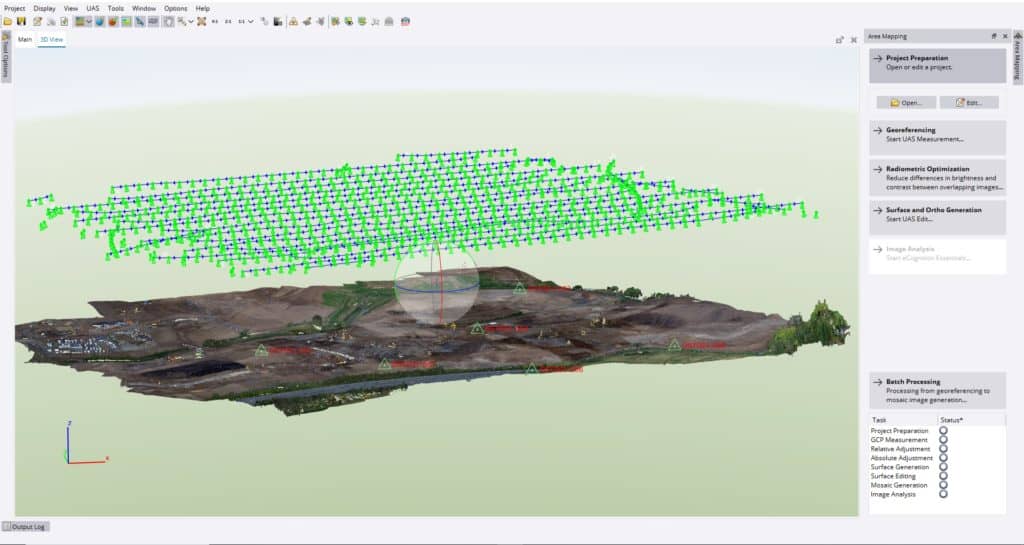 JPB has refined a multi-step workflow for the UAS data to take advantage of strengths in each subsequent software used. The raw data from the flight is ported from Delair’s After Flight to Trimble Business (TBC) where images are combined into JXL files for processing in Trimble UAS Master