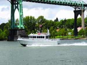 The Redlinger, one of four survey vessels owned and operated by the Portland District of the U.S. Corps of Engineers, surveys the Columbia and lower Willamette rivers. 