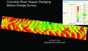 Pre-dredge survey of a section of the Columbia River. 