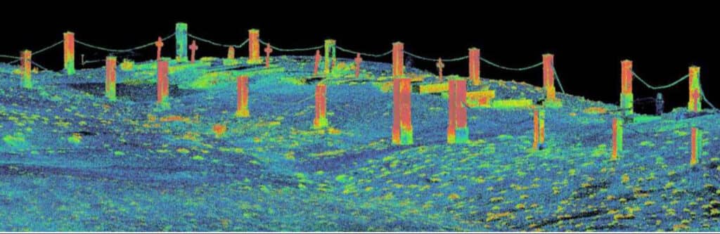 The job of creating point cloud images of several Sperrgebiet ghost towns included scanning the Pomona cemetery. 