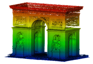 The Arc de Triomphe in Paris (above) and its digital scan (this picture).