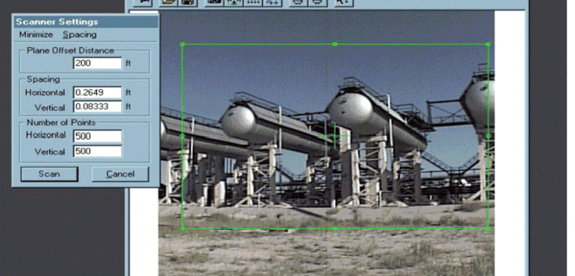 Chevron beta tested Cyrax on an oil & gas field in Kazakhstan. These images show the 3D laser scanner’s camera image of the vessels and the resulting point cloud scan.