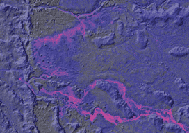 TIR mosaic showing an isolated desert spring in the Summer Lake project area. (Courtesy: Oregon DOGAMI).