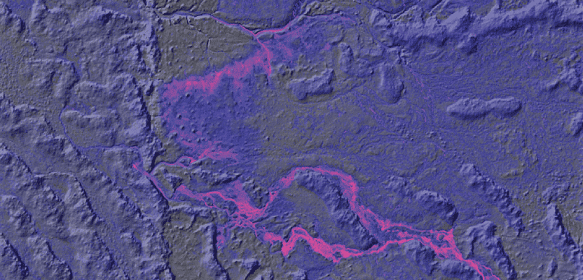 TIR mosaic showing an isolated desert spring in the Summer Lake project area. (Courtesy: Oregon DOGAMI).